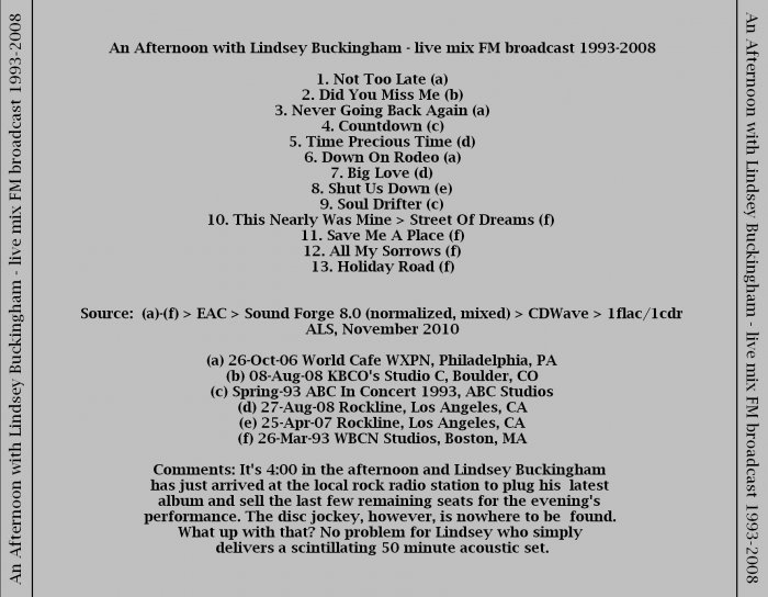 Lindsey Afternoon back cover