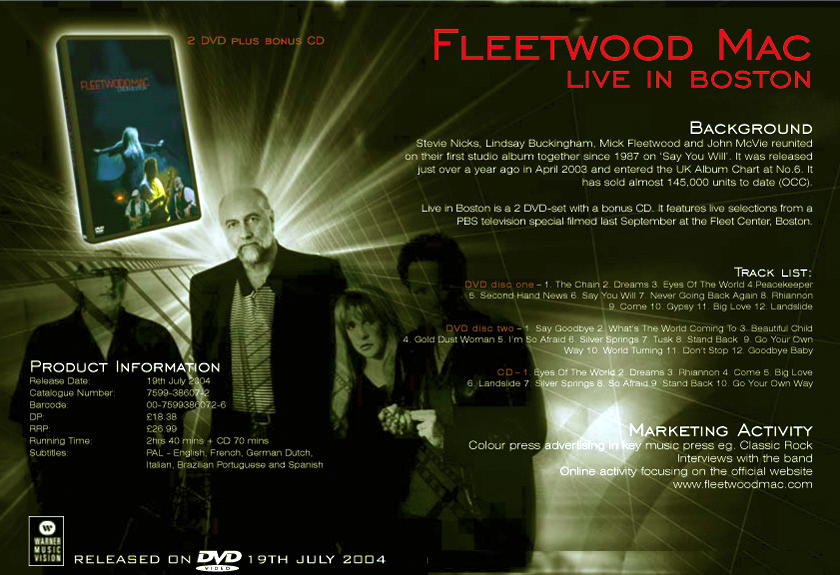 living in boston on Fleetwood Mac   Live In Boston Press Release